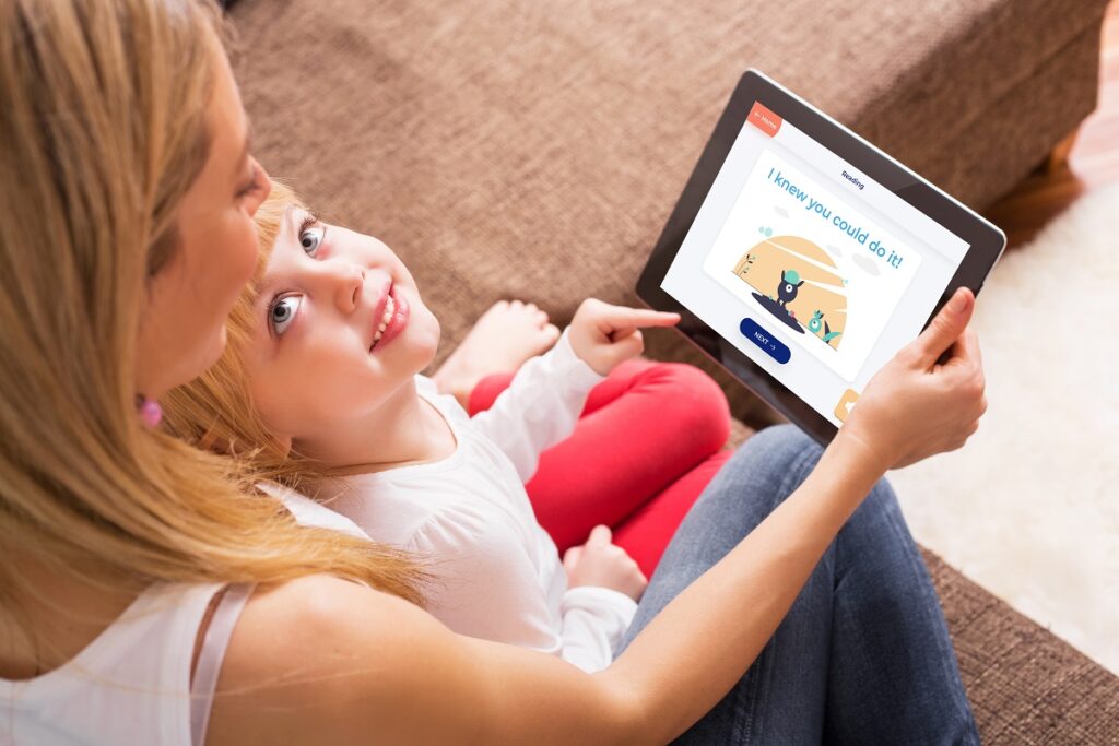 Mother and daughter practicing reading with the GoLexic App